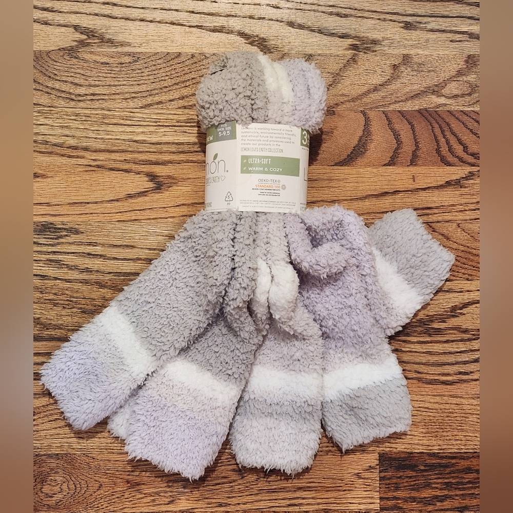 LEMON Women's Cozy Soft Casual Crew Fuzzy Socks Recycled Polyester Yarns…